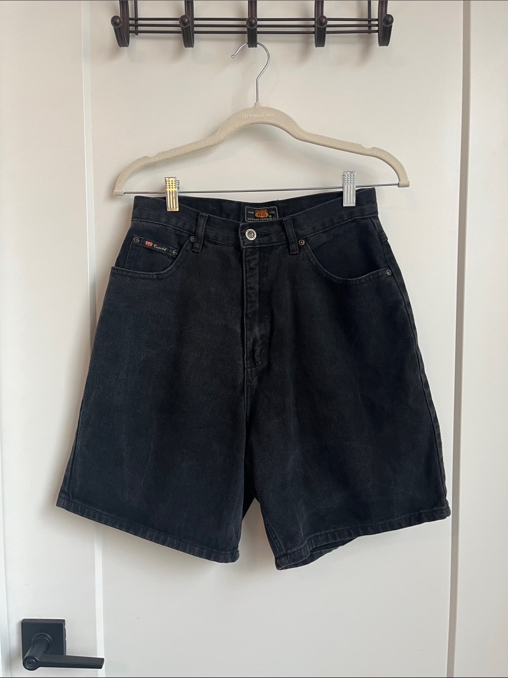 Y2K Route 66 Women’s High Waist Black Denim Shorts Size 28